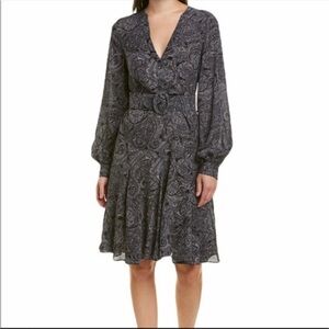 Michael Kors COLLECTION Silk Paisley Print Long Sleeve Dress in "Slate Multi”